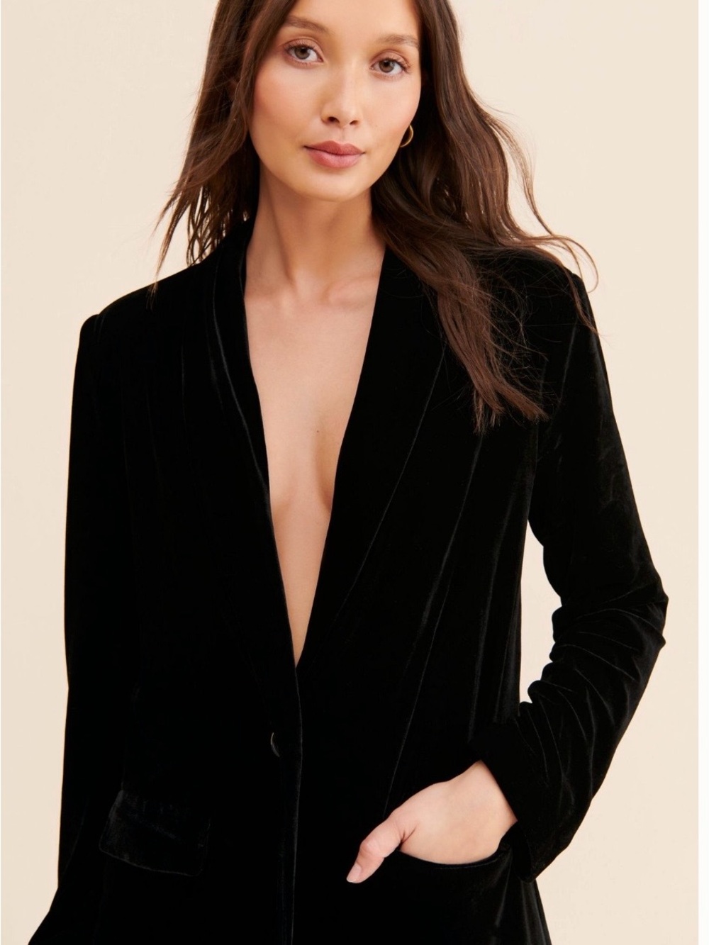 Anthropologie Black Velvet Blazer Jacket